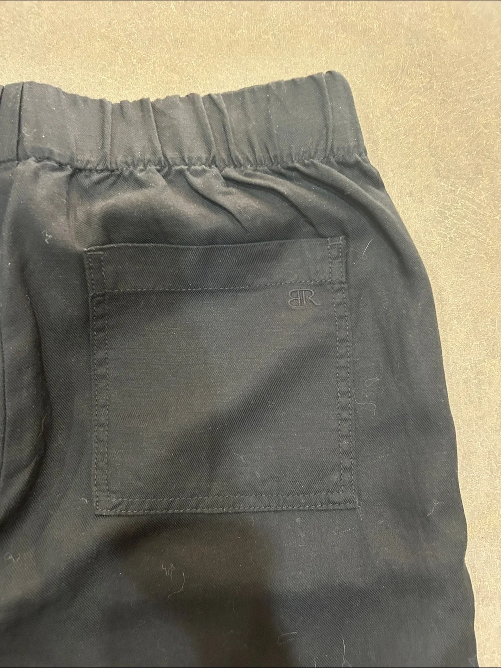 Banana Republic Black Cropped Linen-Blend Pull-On Ankle Pants with Patch Pockets